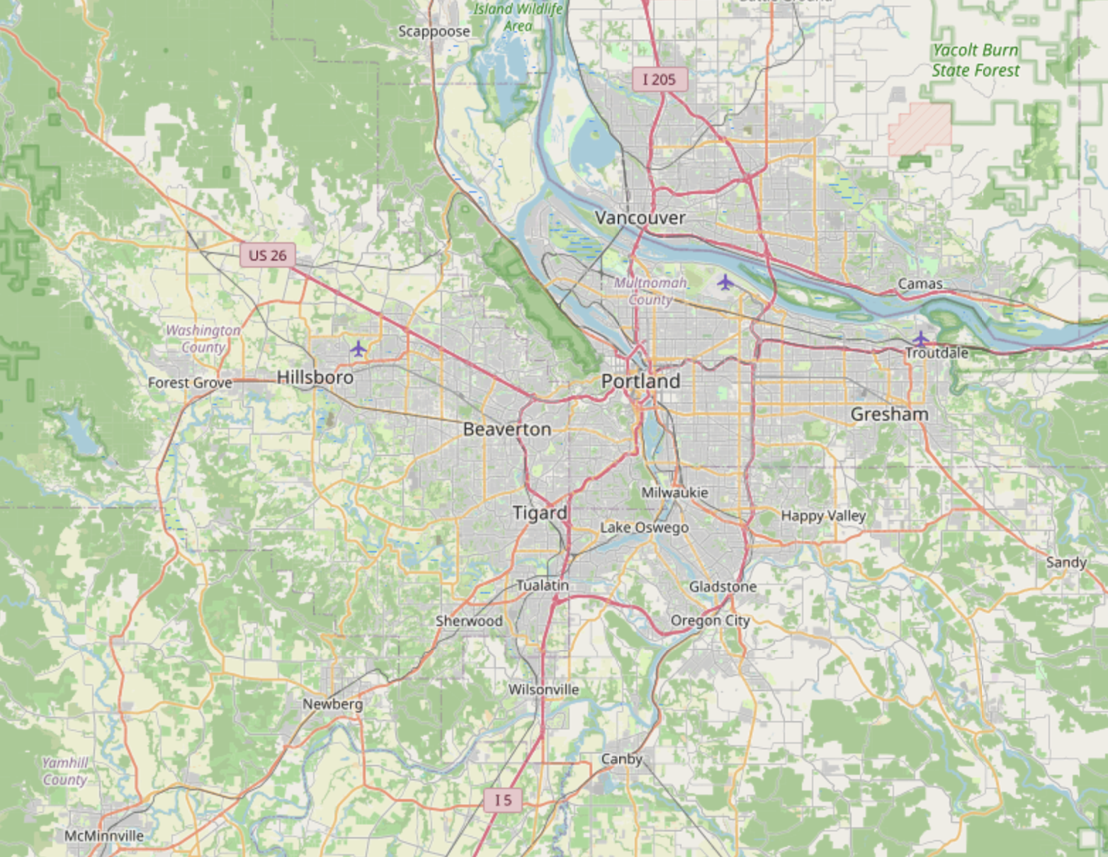 Portland Metro Area Map